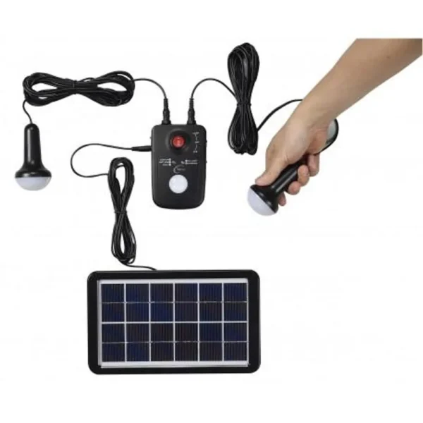 Carregador solar 2 usb + 2 lanterna